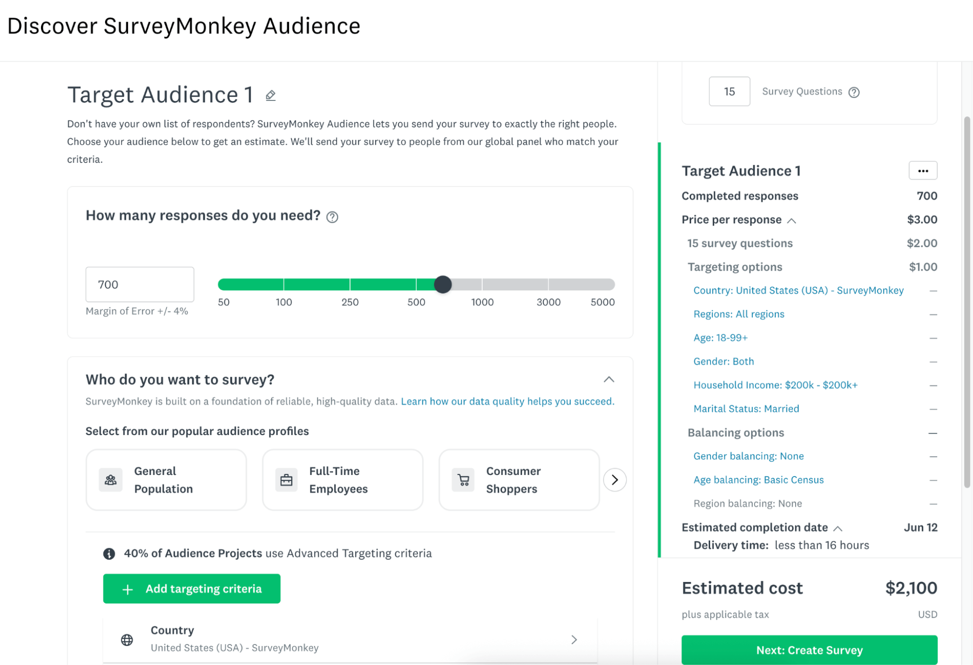 Discover SurveyMonkey Audience and Estimated Cost