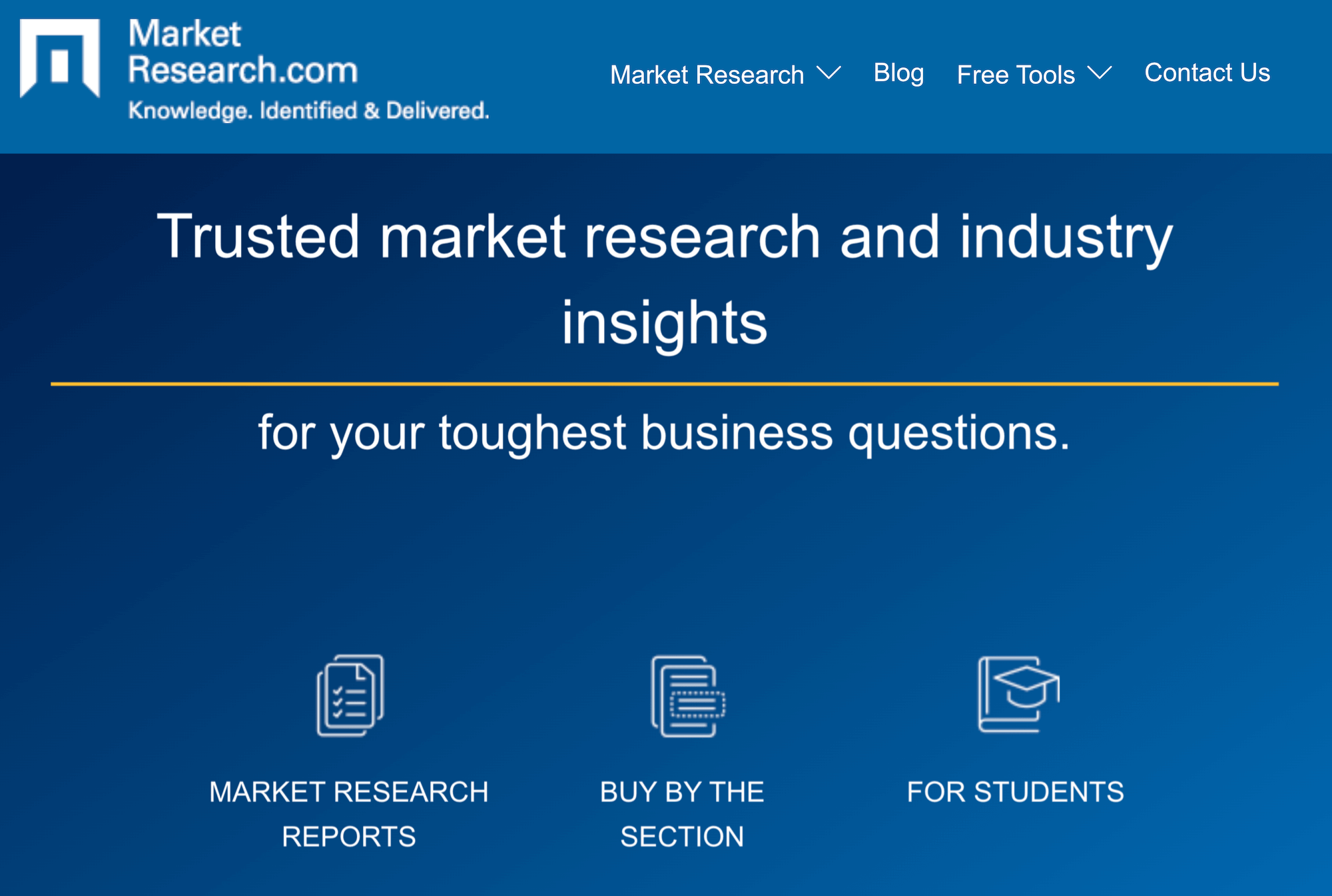 MarketResearch.com homepage: Trusted market research and industry insights