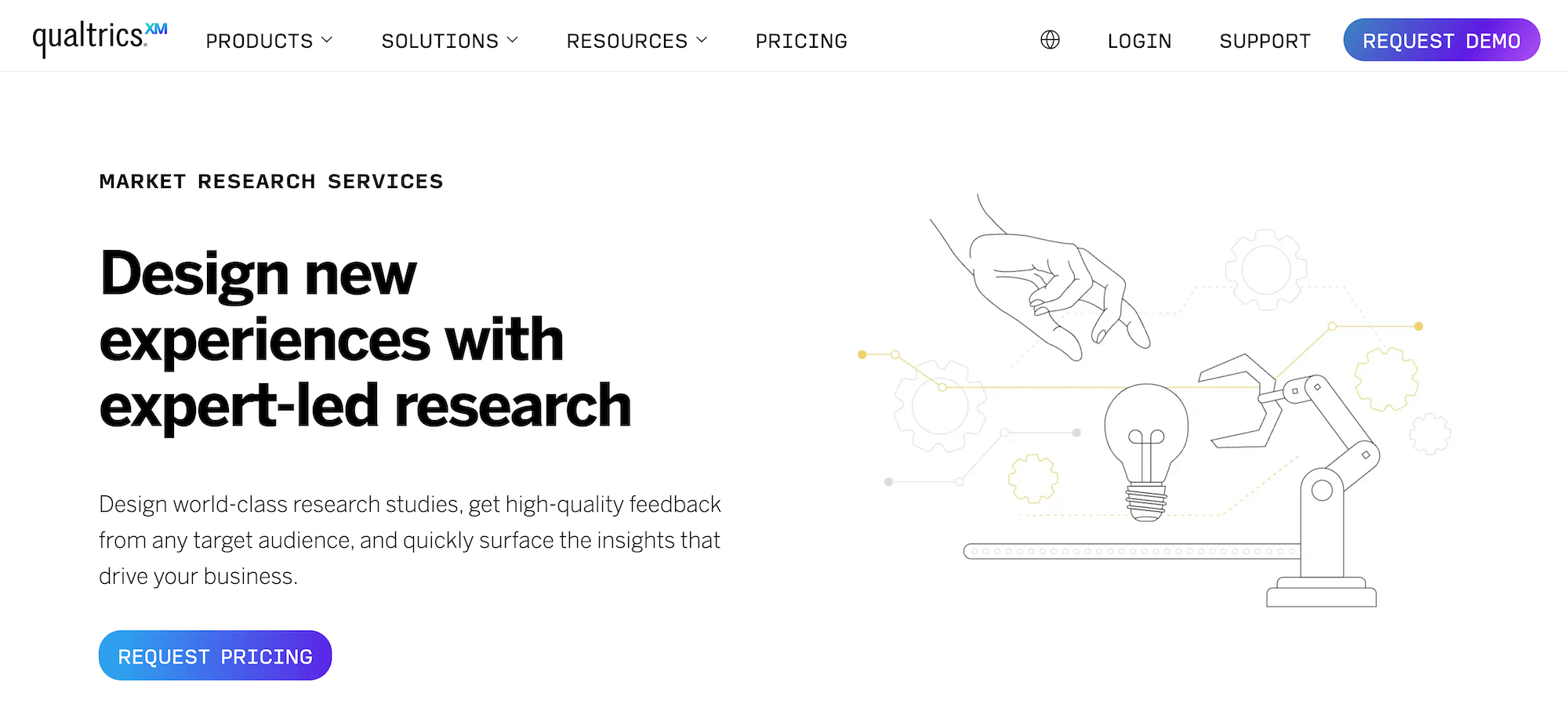 Qualtrics homepage: Design new experiences with expert-led research