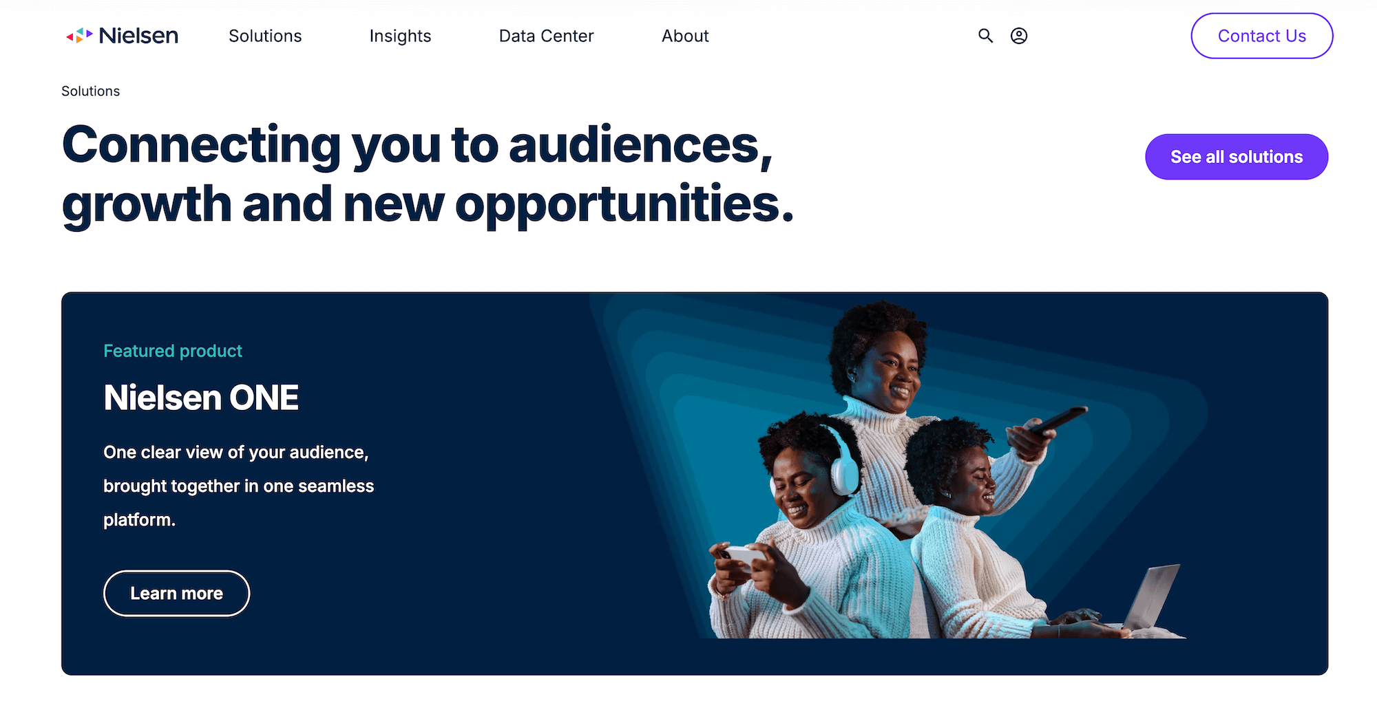 Nielsen homepage: Connecting you to audiences, growth and new opportunities.