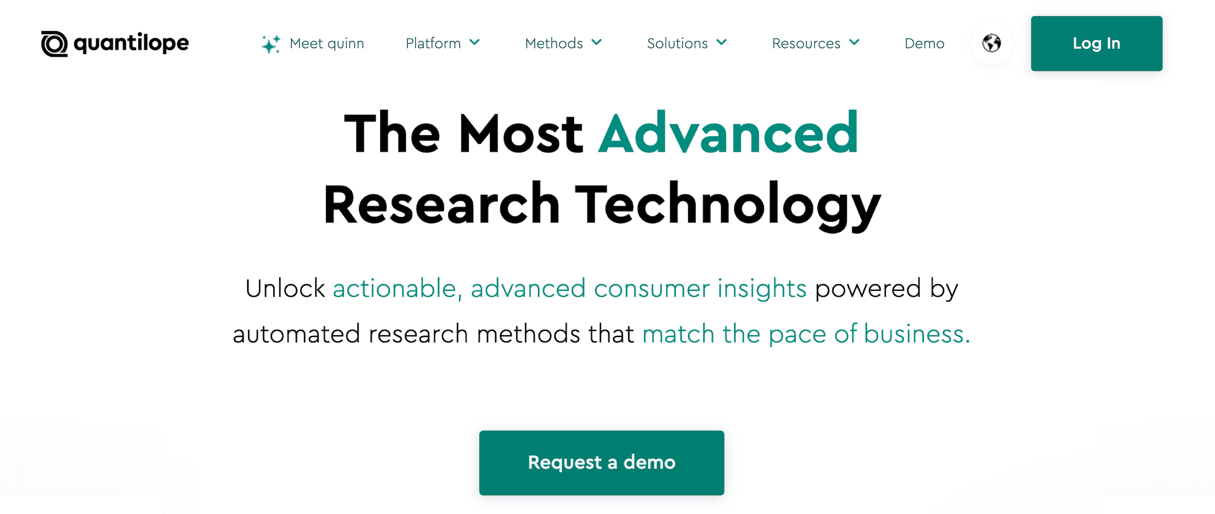 Quantilope homepage: The Most Advanced Research Technology