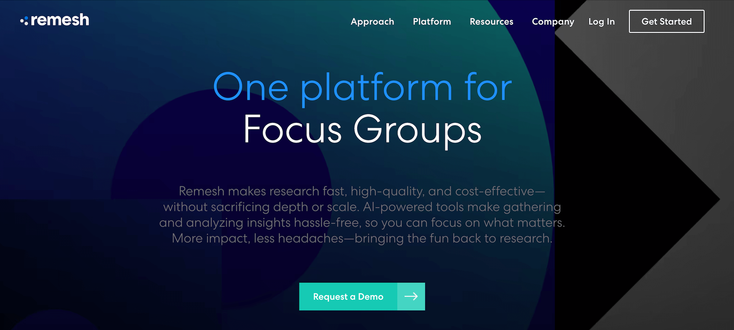 Remesh homepage: One platform for Focus Groups, IDIs, Conversational Surveys